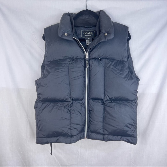 Coaco New York Down Filled Insulated Vest Jacket Black Cinch Waist-Medium Warm - Picture 1 of 9